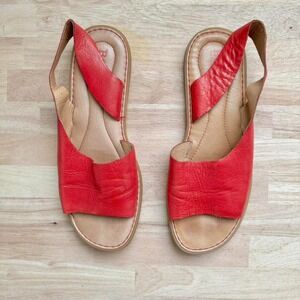 Red Cutout Leather Sandal Size 9 Cherry Cutout
